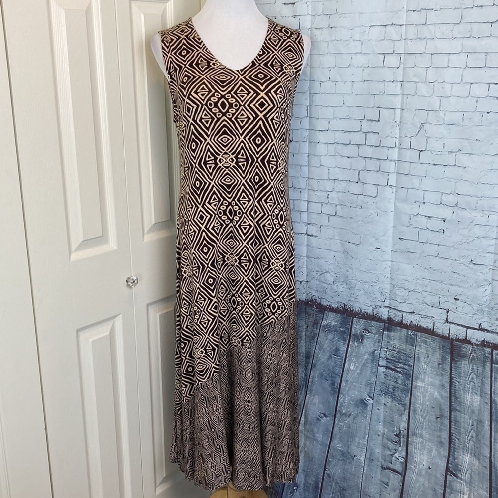 Soft Surrounding Tulum Sleeveless Jersey Maxi Tank Dress M Geo Print Lagenlook - Picture 3 of 16